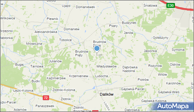 mapa Brudnów Czwarty, Brudnów Czwarty na mapie Targeo